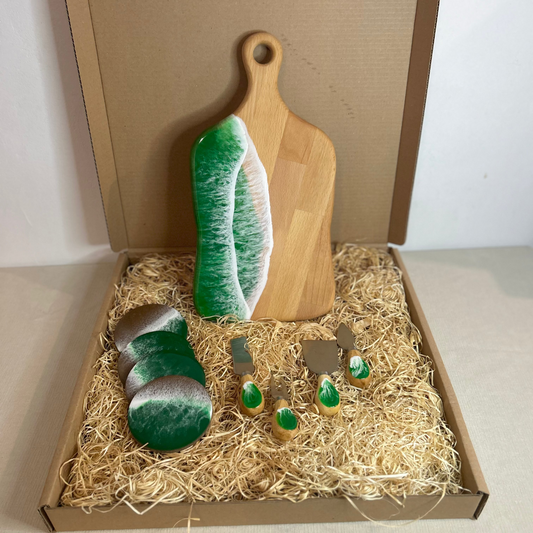 Set platou dreptunghiular cu maner, accesorii, valuri, ideal pentru cadou, decor, branzeturi, aperitive