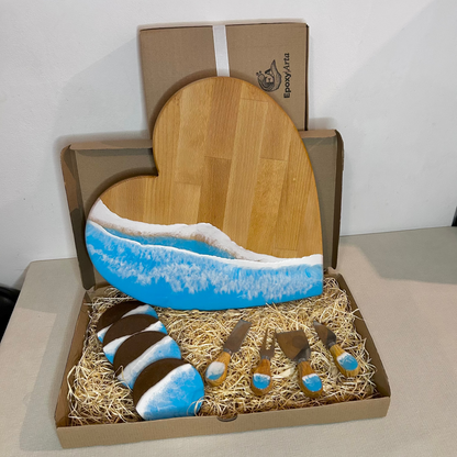 Set platou inimioara cu accesorii, valuri, ideal pentru cadou, decor, branzeturi, aperitive