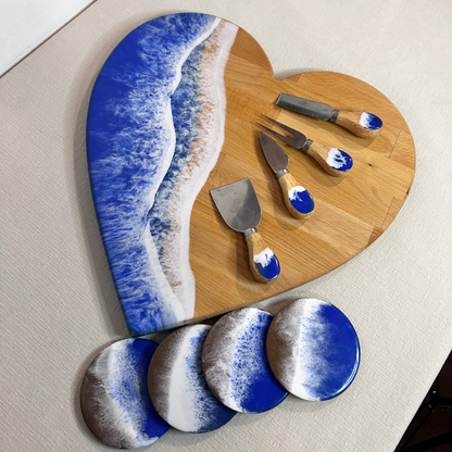 Set platou inimioara cu accesorii, valuri, ideal pentru cadou, decor, branzeturi, aperitive