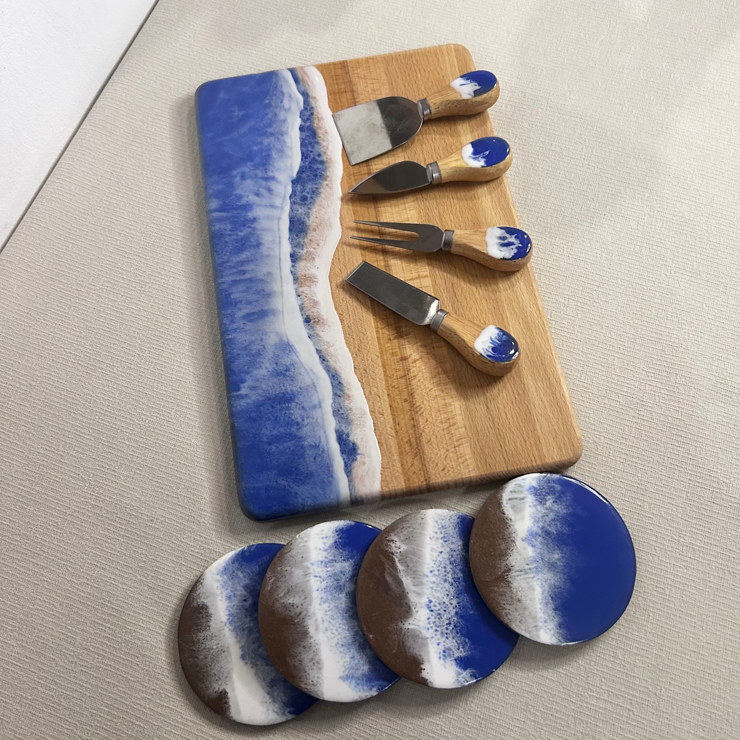 Set platou dreptunghiular, accesorii, valuri, ideal pentru cadou, decor, branzeturi, aperitive