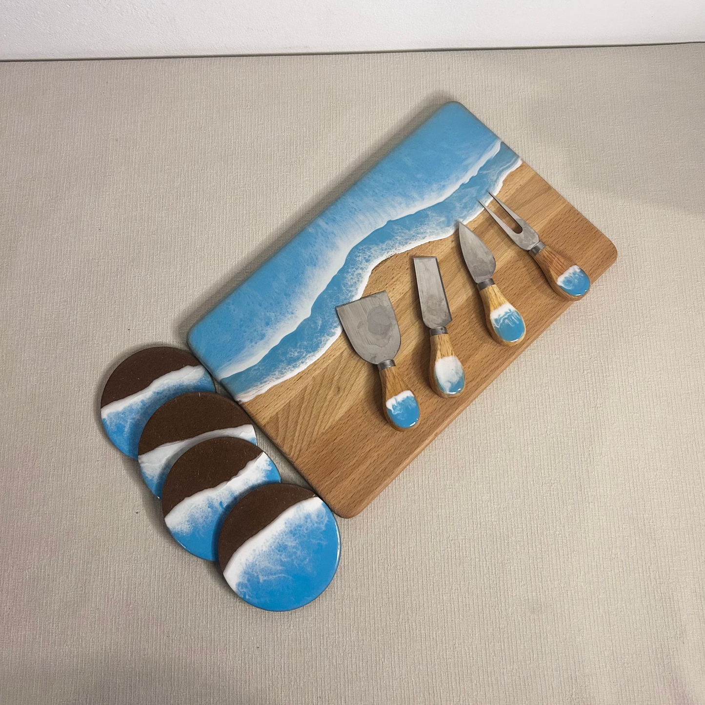 Set platou dreptunghiular, accesorii, valuri, ideal pentru cadou, decor, branzeturi, aperitive