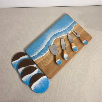 Set platou dreptunghiular, accesorii, valuri, ideal pentru cadou, decor, branzeturi, aperitive