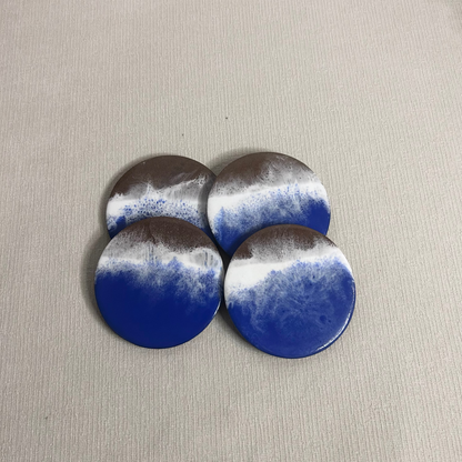 Set suport pahare cu rasina epoxidica, efect ocean - epoxyarta.ro