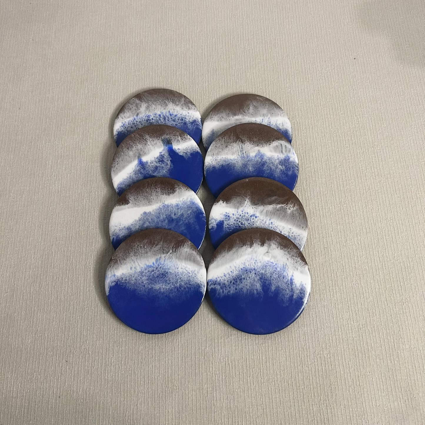 Set suport pahare cu rasina epoxidica, efect ocean - epoxyarta.ro