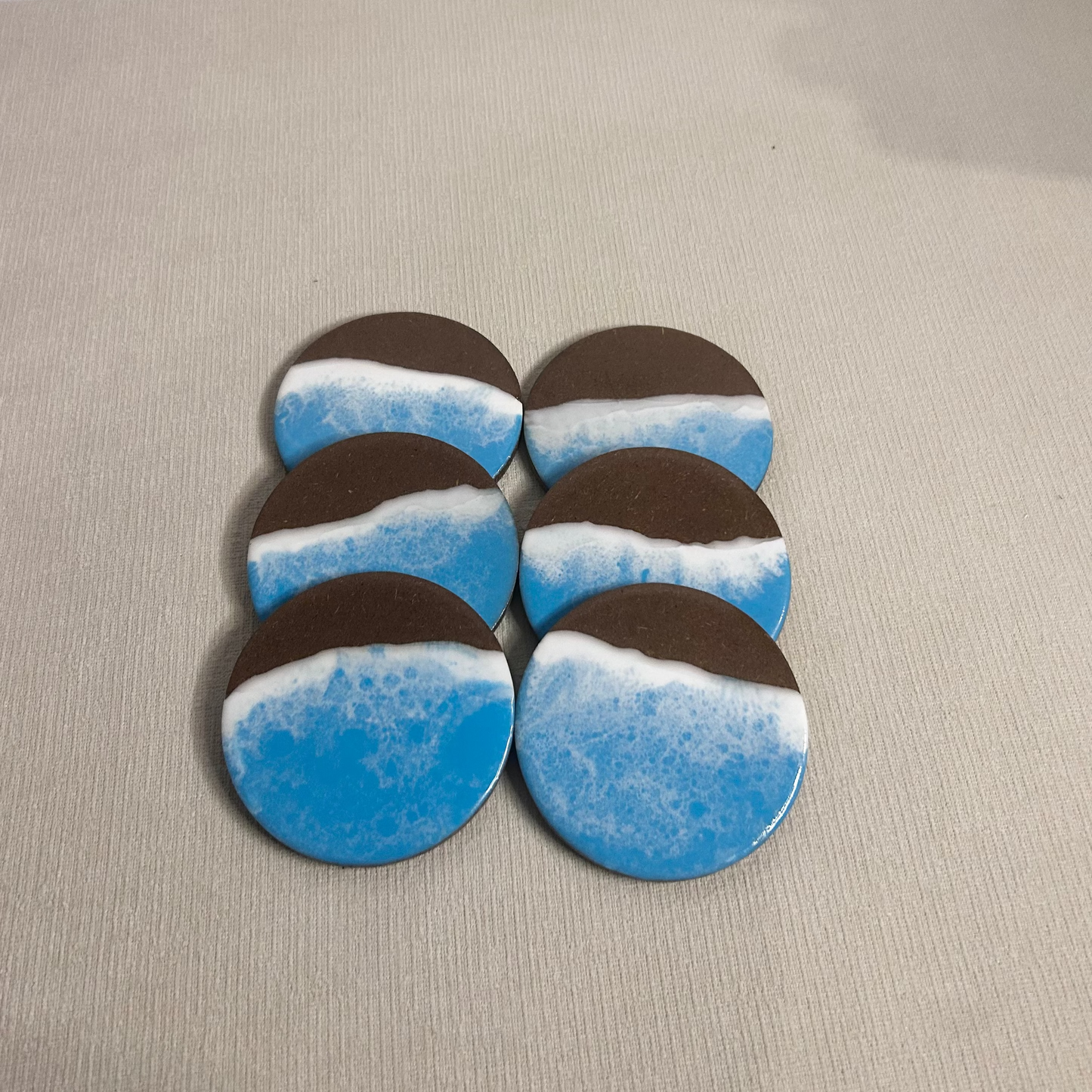 Set suport pahare cu rasina epoxidica, efect ocean - epoxyarta.ro