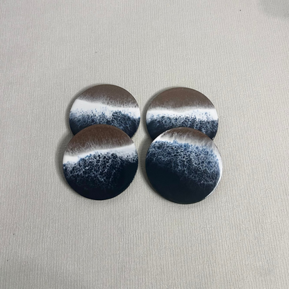 Set suport pahare cu rasina epoxidica, efect ocean - epoxyarta.ro