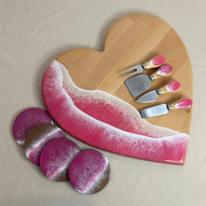 Set platou inimioara cu accesorii, valuri, ideal pentru cadou, decor, branzeturi, aperitive