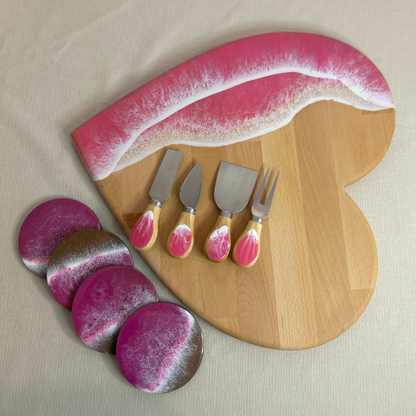 Set platou inimioara cu accesorii, valuri, ideal pentru cadou, decor, branzeturi, aperitive