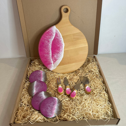 Set platou rotund cu maner, accesorii, valuri, ideal pentru cadou, decor, branzeturi, aperitive