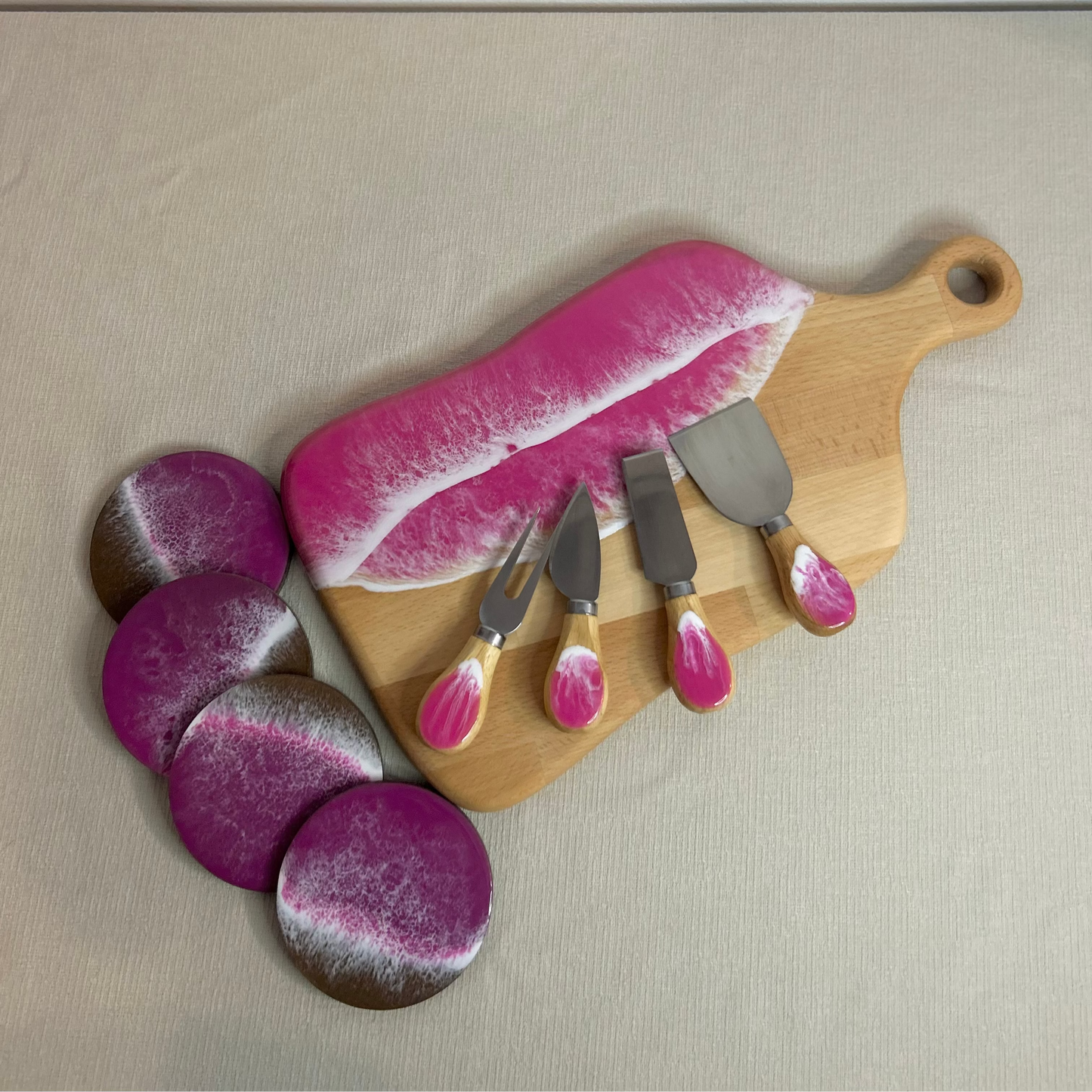 Set platou dreptunghiular cu maner, accesorii, valuri, ideal pentru cadou, decor, branzeturi, aperitive