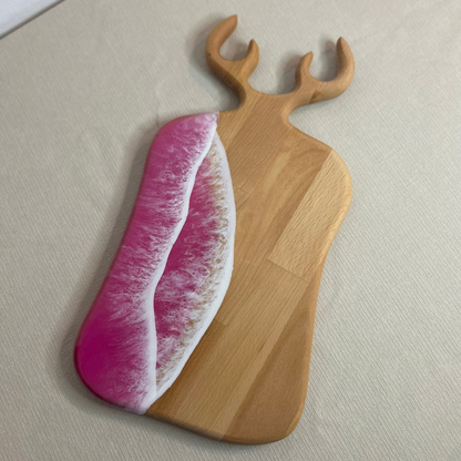 Platou / tocator de servire dreptunghiular cerb, cu valuri, ideal pentru cadou, decor, branzeturi, aperitive